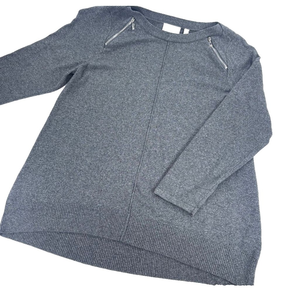 Rafaella Sweater Womens XL Gray Soft Knit Long Sleeve Zipper Pockets
